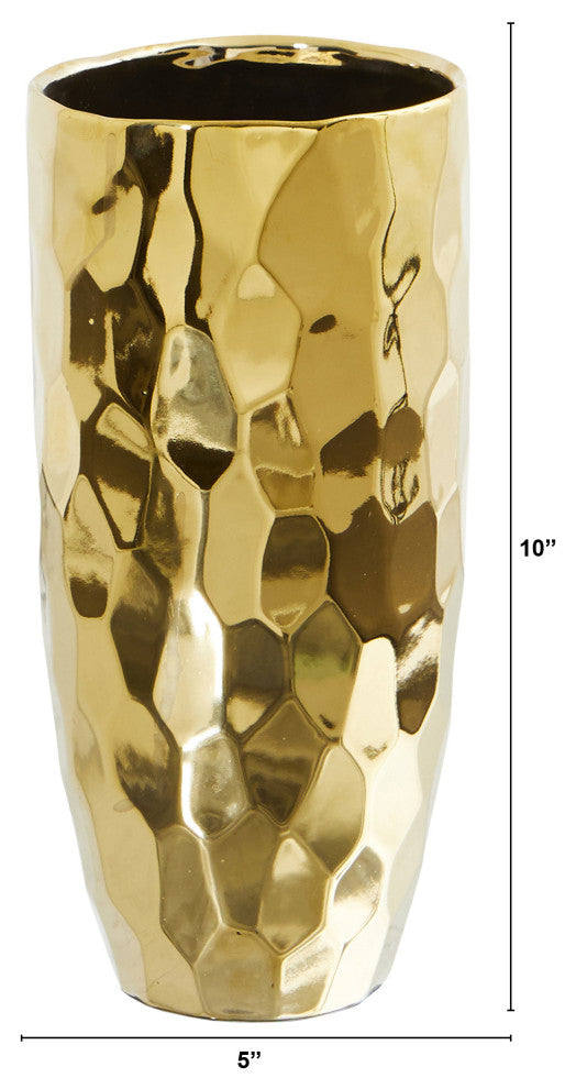 10" Designer Gold Cylinder Vase
