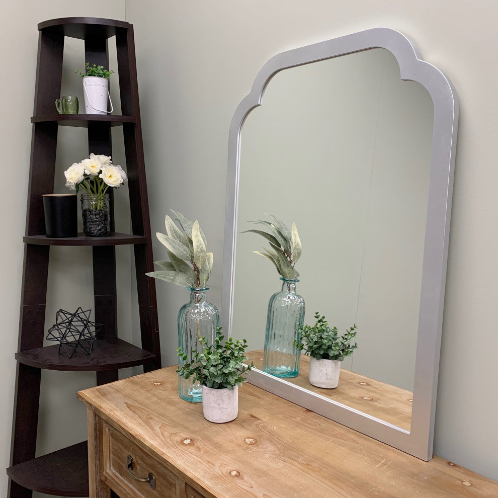 Verdon Framed Vanity Mirror, Clover Cathedral, 24.4"x32.4", Silver Spray
