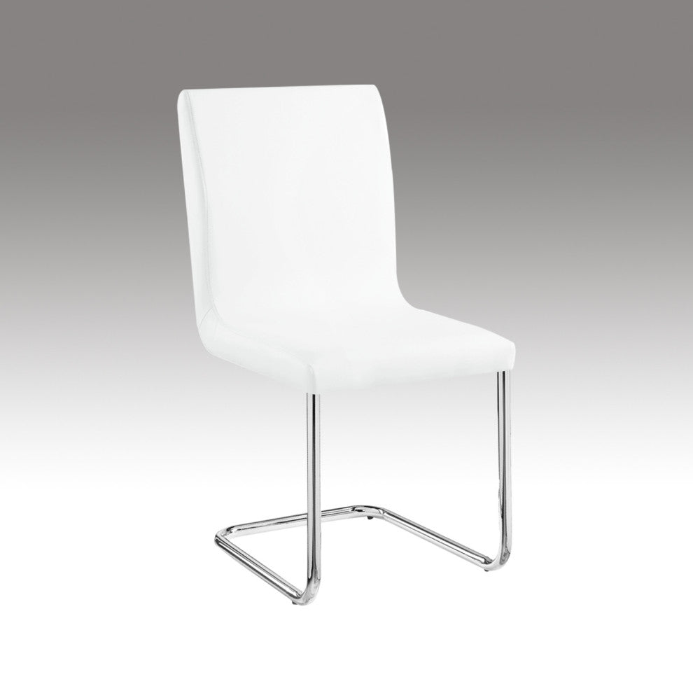 Dn00733 Side Chair, Set of 2, White Pu and Chrome Finish, Palton