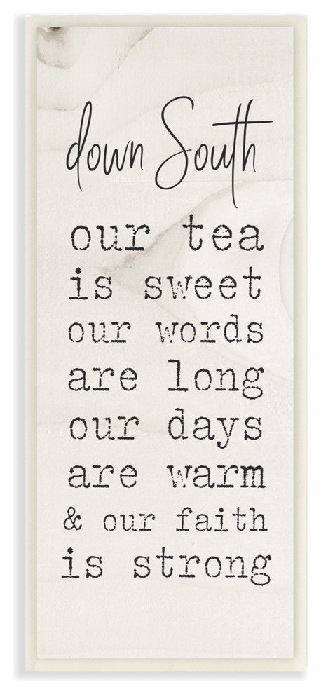Down South Tea Words & Faith Typography Wall Art, 7"x17", Wood Plaque