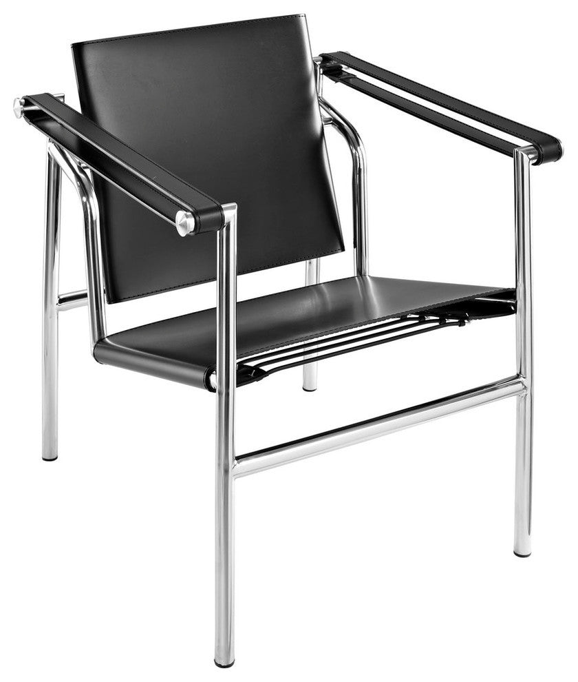 Modern Contemporary Living Room Leather Lounge Chair Black