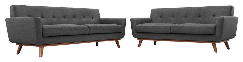 Modern Contemporary Living Room Loveseat and Sofa 2-Piece Set Gray