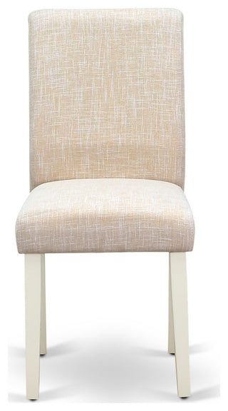 Dining Set 3 Pc, Two Kitchen Chairs, Table, Linen White Wood, Light Beige Color