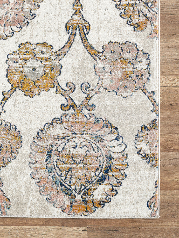 Abani Arto ART110A Bohemian Coral and Navy Medallion Area Rug