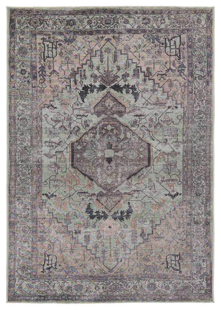 Vibe by Jaipur Living Abbott Medallion Green/ Dark Brown Area Rug 5'3"X8'