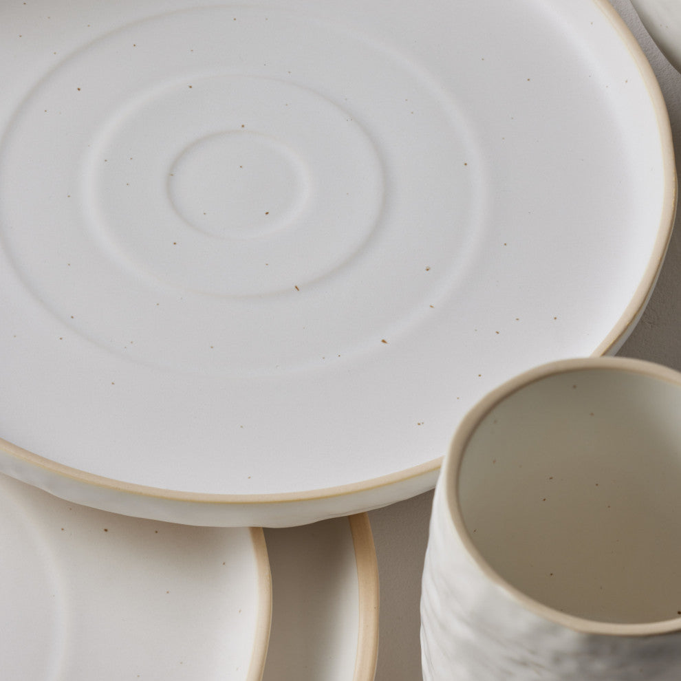 Stone by Mercer Project SHOSAI Stoneware 16 Piece Dinnerware Set, White Speckled