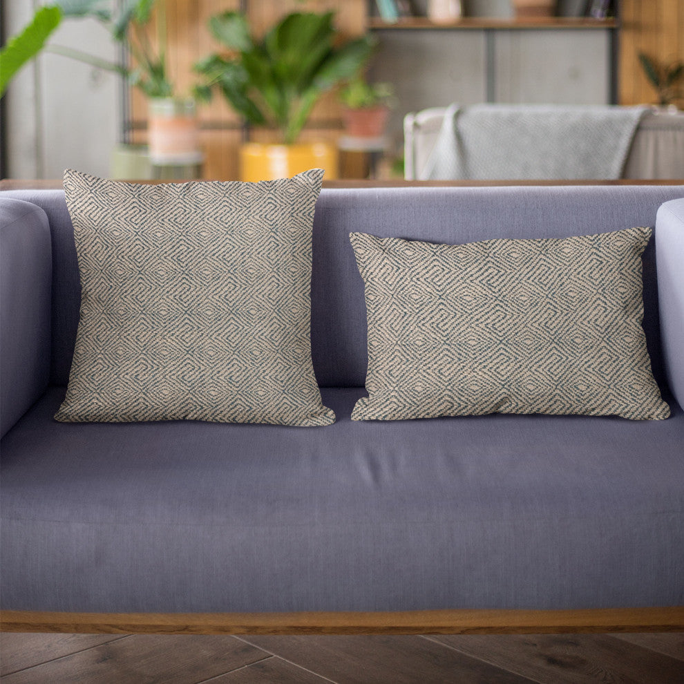 Plutus Blue Gem Plaid Luxury Throw Pillow, 20"x36"