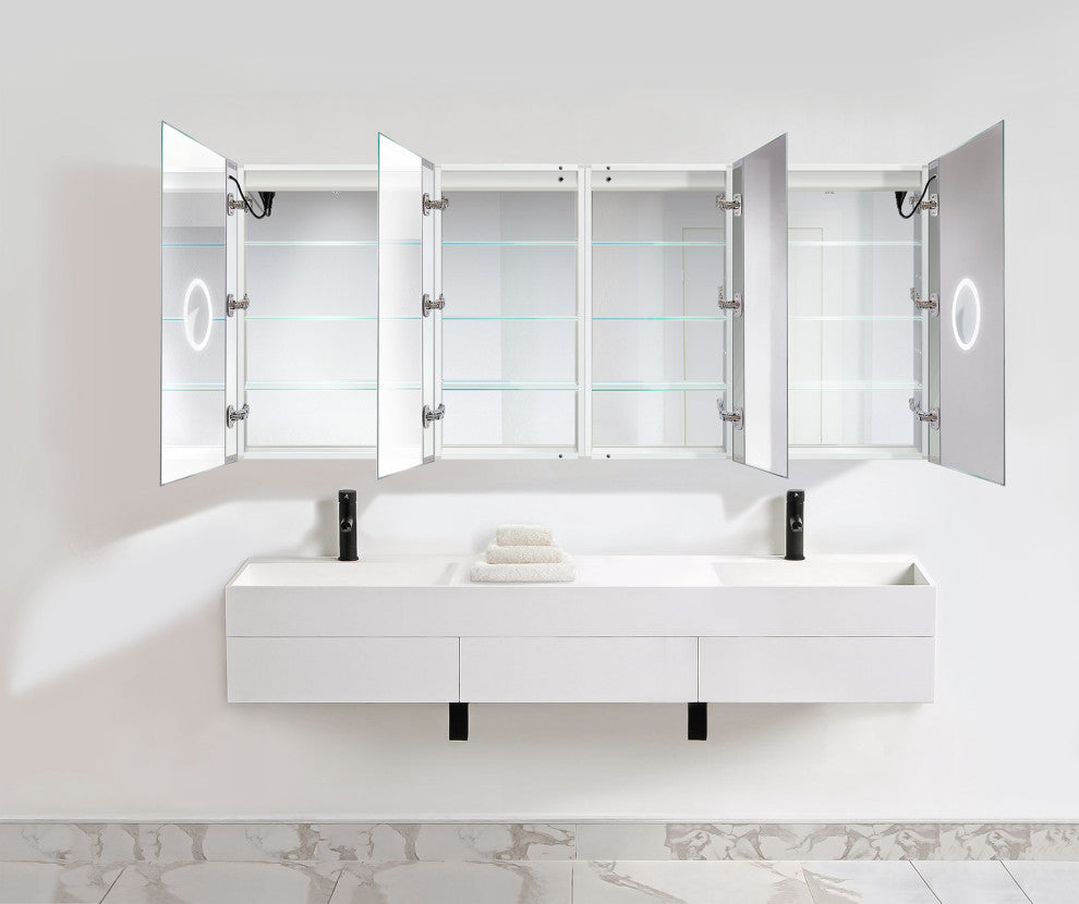 84x36 LLRR, Recessed Or Surface Mount Medicine Cabinet 12 Shelves, LED