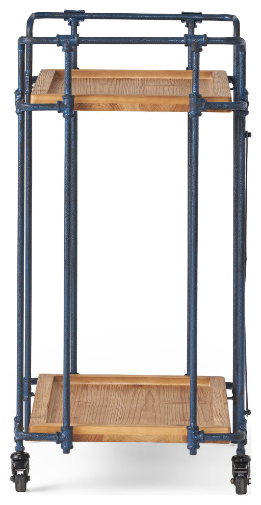 GDF Studio Samara Outdoor Industrial Bar Cart, Natural and Black