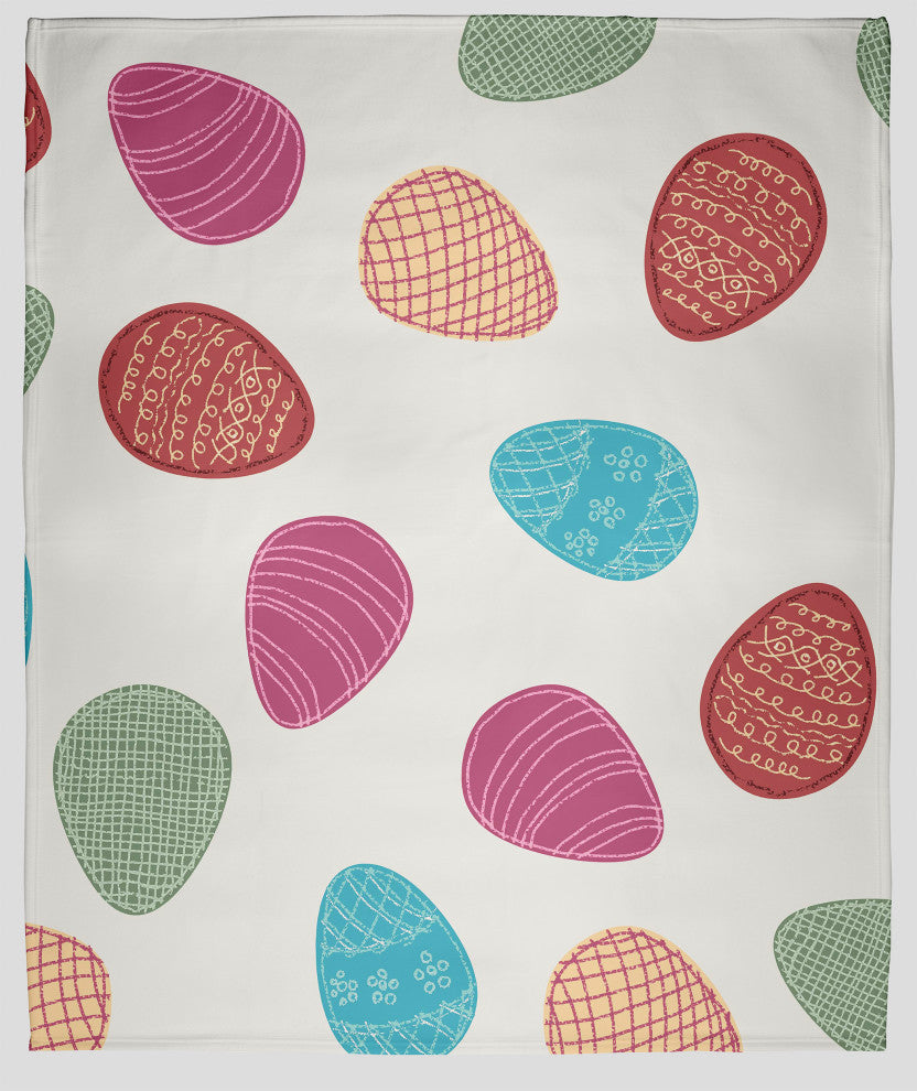 60 x 80 in Egg Hunt Easter Throw Blanket, Whisper White