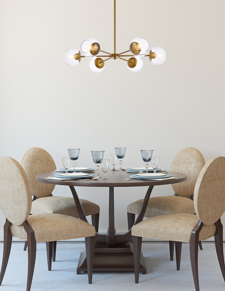 Brooke 30" Pendant, Brass With Clear Shade