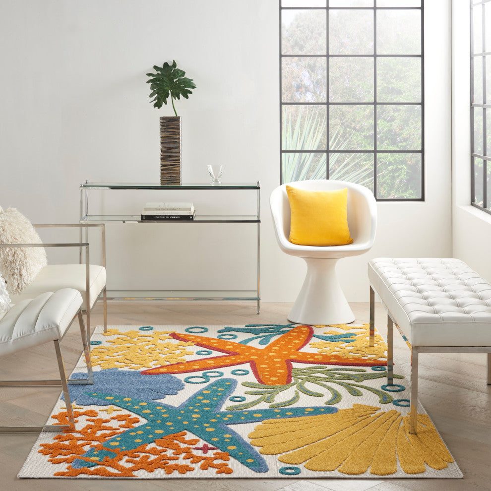 Nourison Aloha 6' x 9' Multicolor Coastal, Nautical & Beach Area Rug