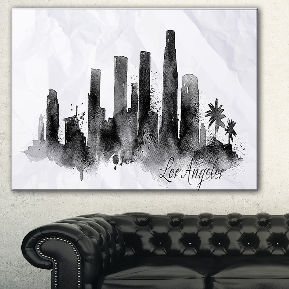 "Los Angeles Black Silhouette" Canvas Print