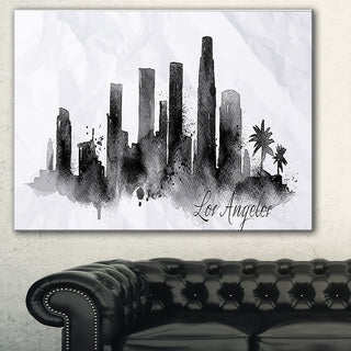 "Los Angeles Black Silhouette" Canvas Print