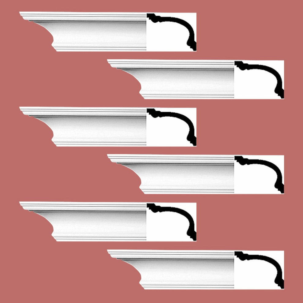 Cornice White Urethane Asheville Simple Design 6 Pcs   564" Length