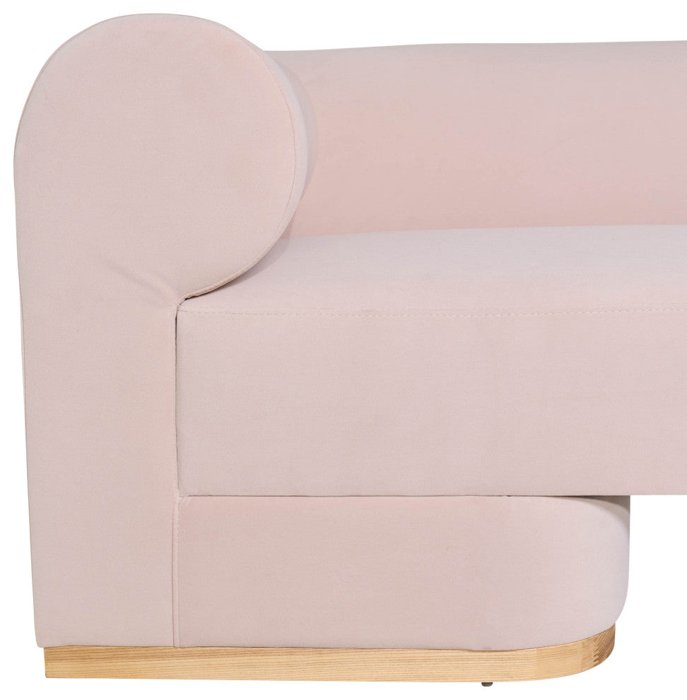 Modern Sofa - Oak Wood Base, Blush