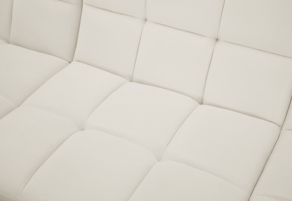 Relax Velvet Upholstered 5-Piece L-Shaped Modular Sectional, Cream