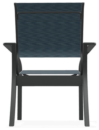 Leeward Sling Stackable Outdoor Dining Chair, Nimbus Ocean/Graphite