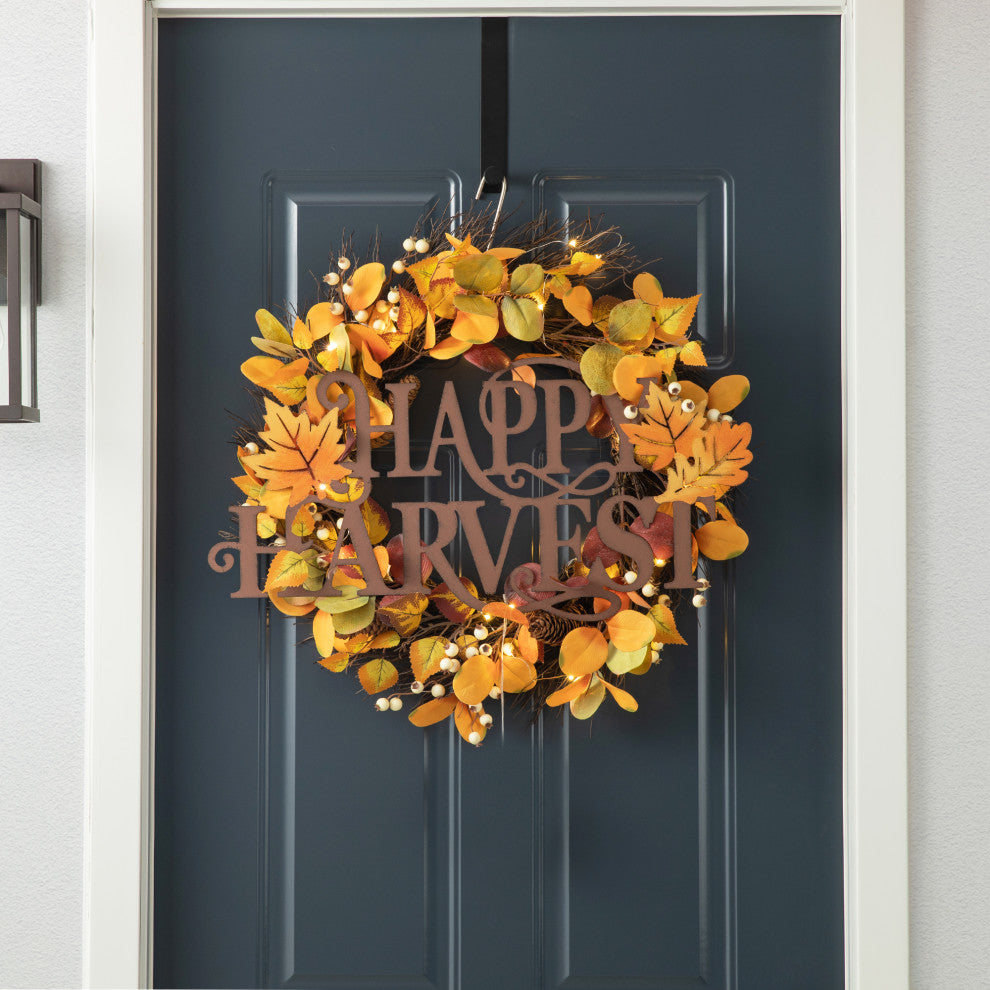 23.75"L Metal "HAPPY HARVEST" Wall Decor