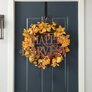 23.75"L Metal "HAPPY HARVEST" Wall Decor