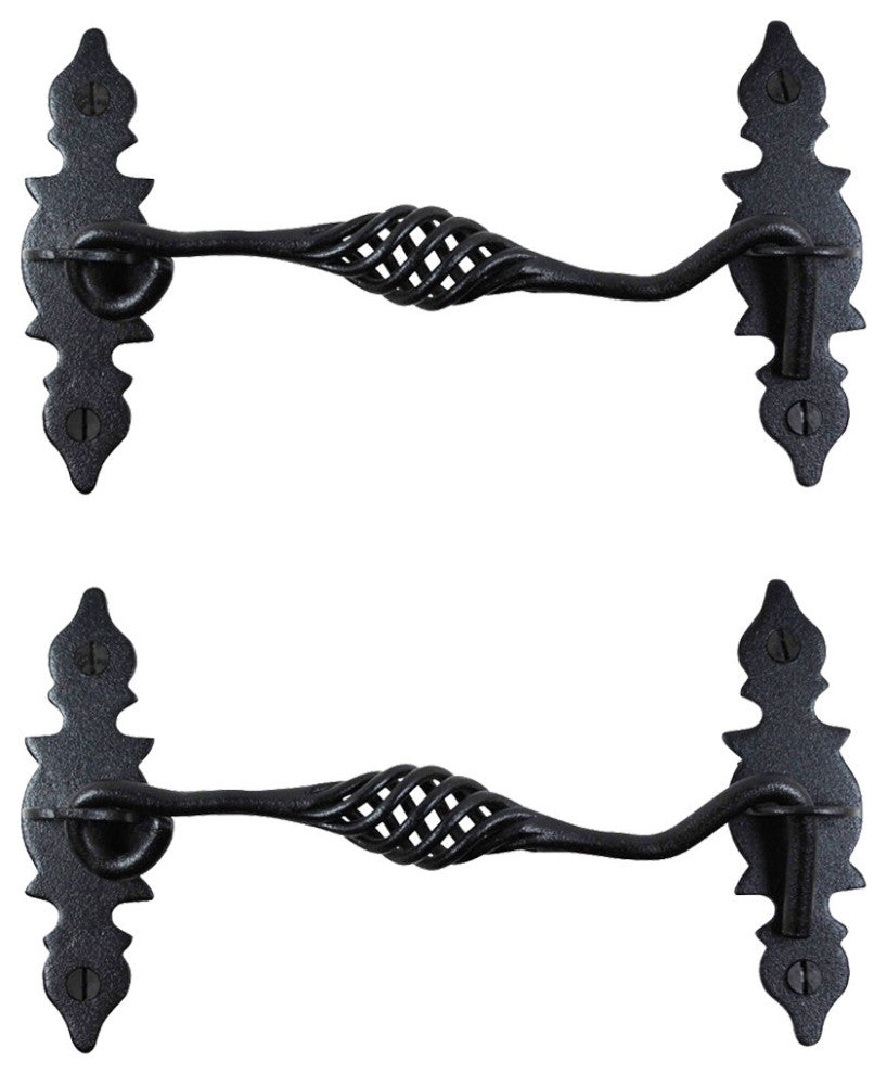 Birdcage Iron Cabin Hook Coating Black 6 1/2 Inch set of 2