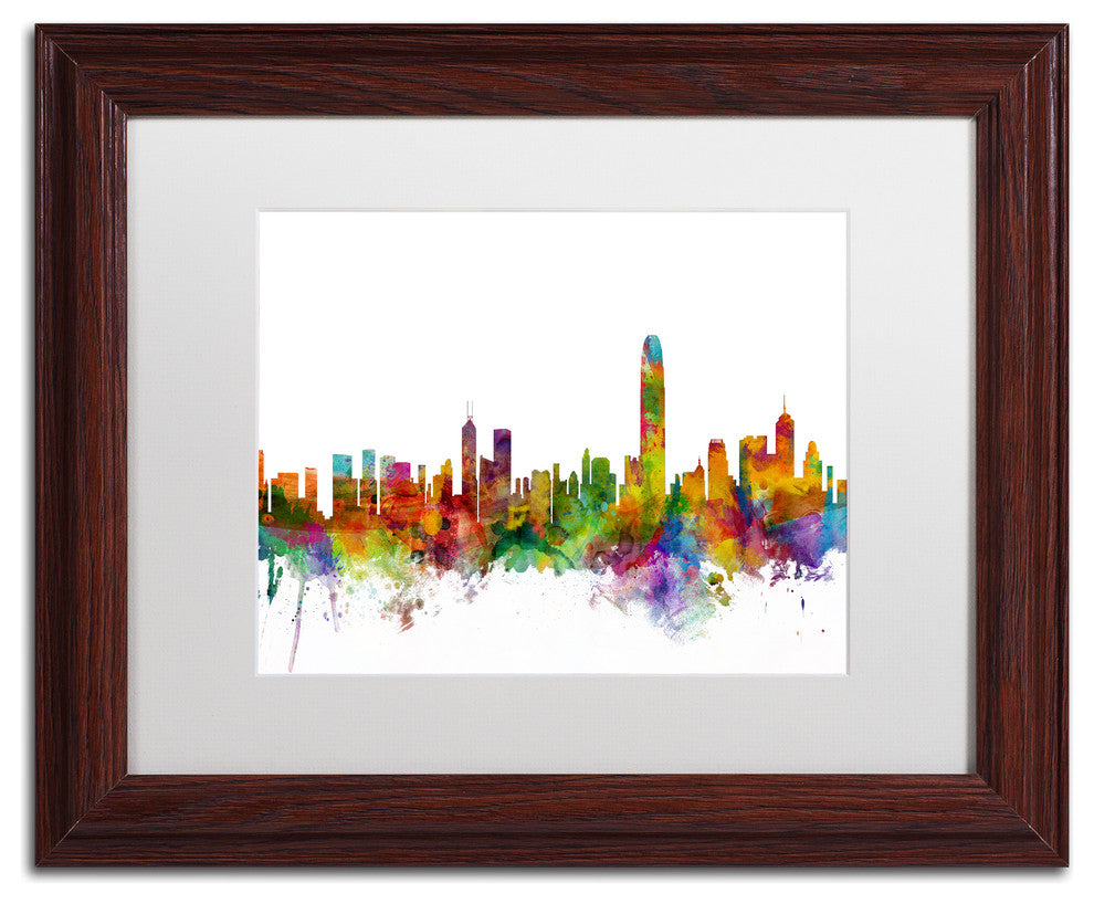 Michael Tompsett 'Hong Kong Skyline White' Matted Framed Art, 11x14