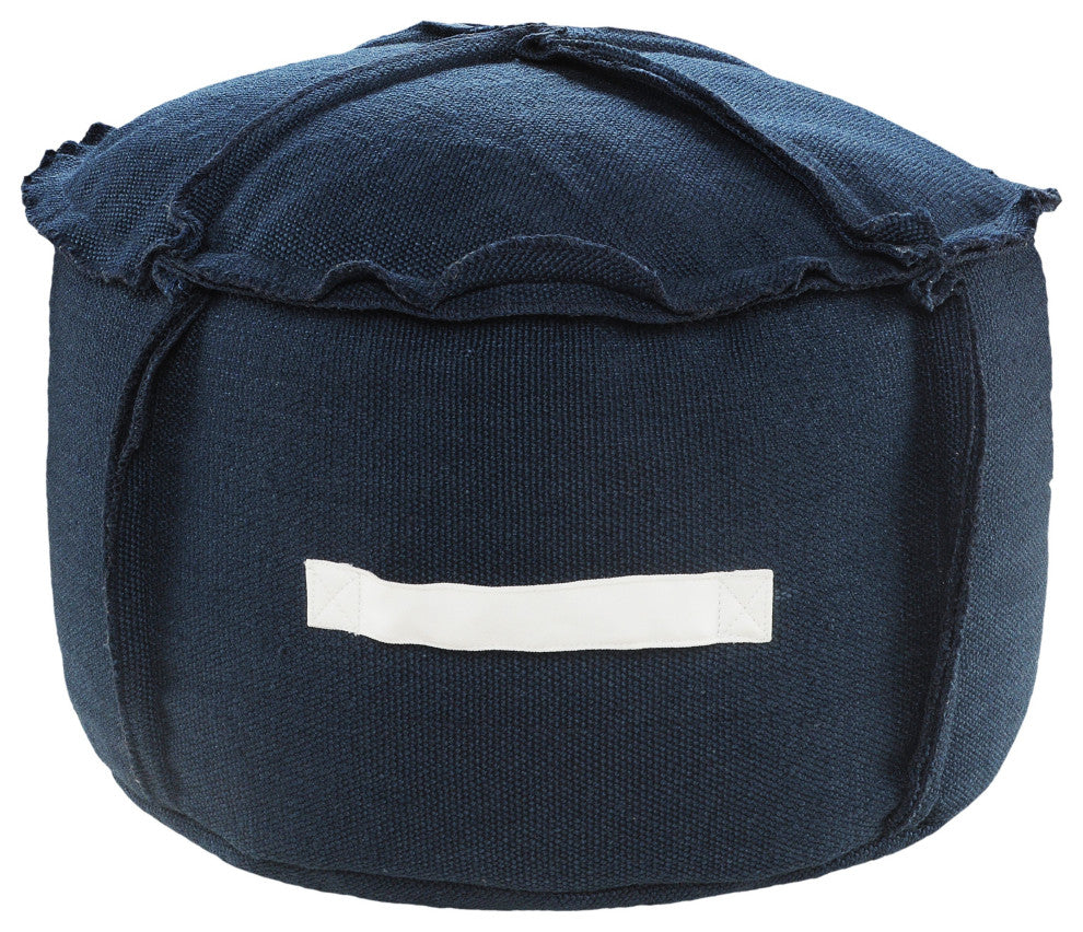 Solid Textured Indoor Outdoor Pouf with Handles