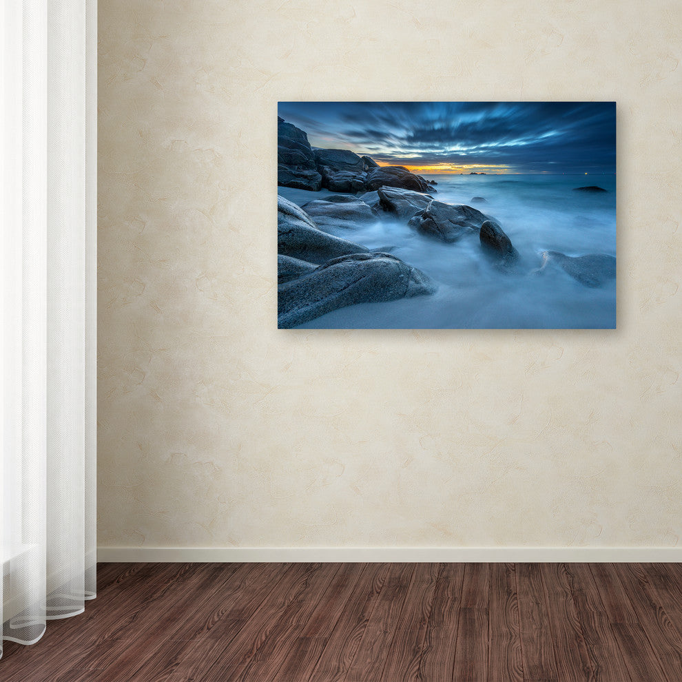 ''Blue Hour for a Blue Ocean'' Canvas Art by Mathieu Rivrin