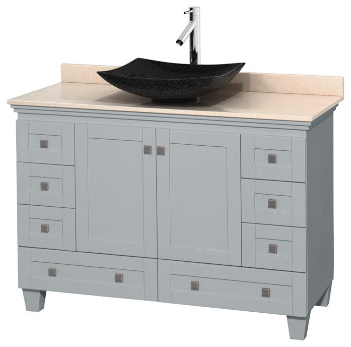 Acclaim Oyster Gray Vanity, 48", Arista Black Granite, Ivory Marble