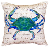 Male Blue Crab Beige No Cord Pillow - Set of Two 18x18