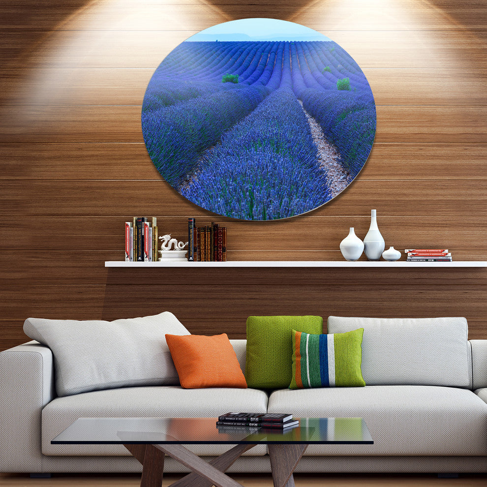 Lavender Field Sunset Near Valensole, Floral Disc Metal Artwork, 11"