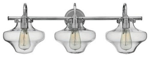 Hinkley Congress Bath Hurricane Glass 3-Light Vanity, Chrome