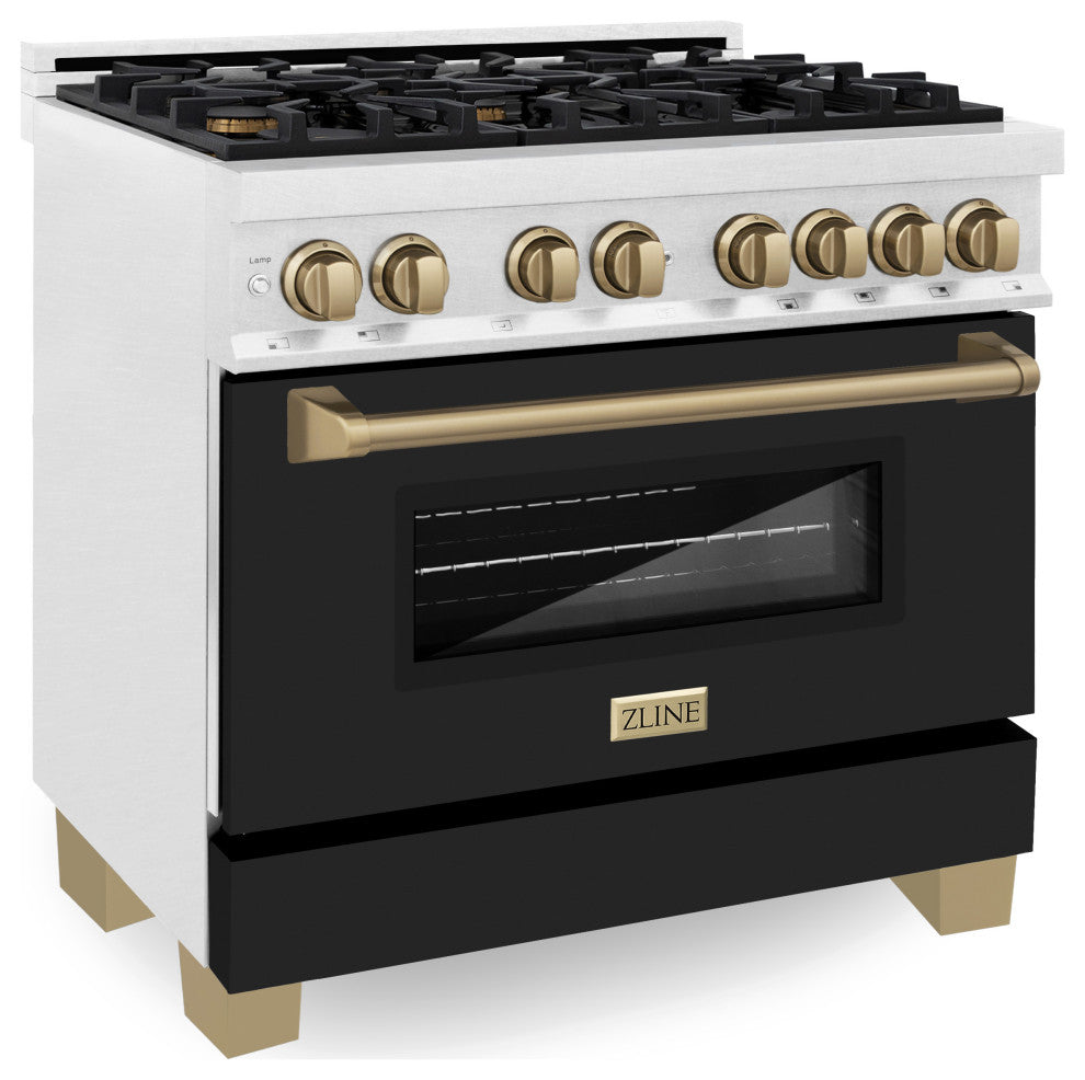 ZLINE Dual Fuel Range, Fingerprint Resistant DuraSnow, RASZ-BLM-36-CB