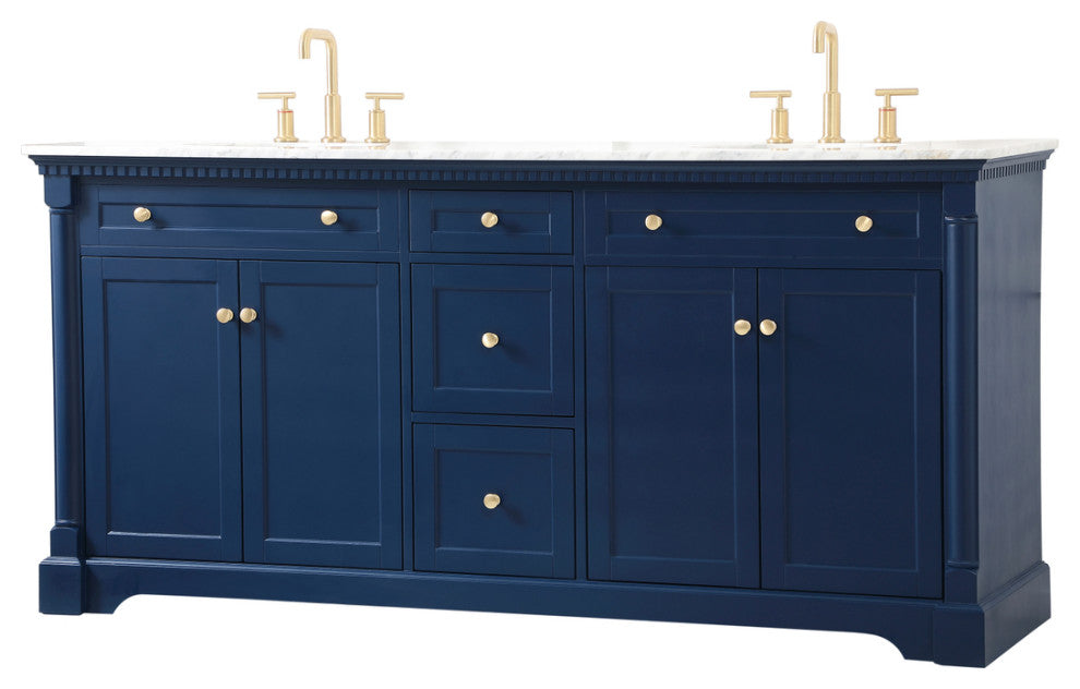 Home Living 21.5" Transitional Black-Light Bathroom Vanity, Blue, 72
