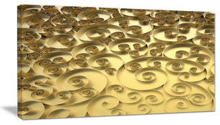 3D Golden Curly Background, Abstract Canvas Art Print, 32"x16"