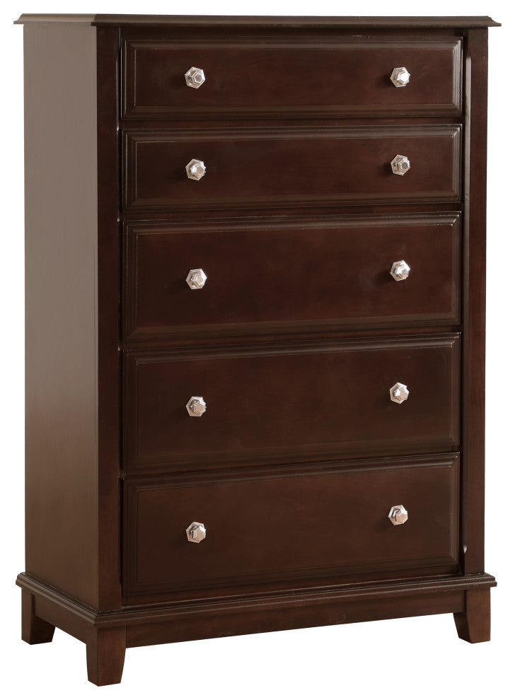 Clark 5-drawer Wood Chest Dresser, Cappuccino