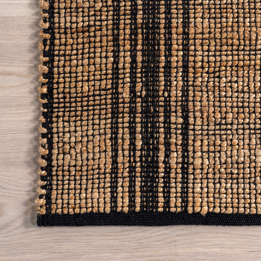 Nuloom Odette Braided Striped Jute Rug, Natural 5' x 8'