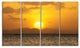 Yellow Sunset and Brown Ocean, Seashore Canvas Print, 48"x28", 4 Panels