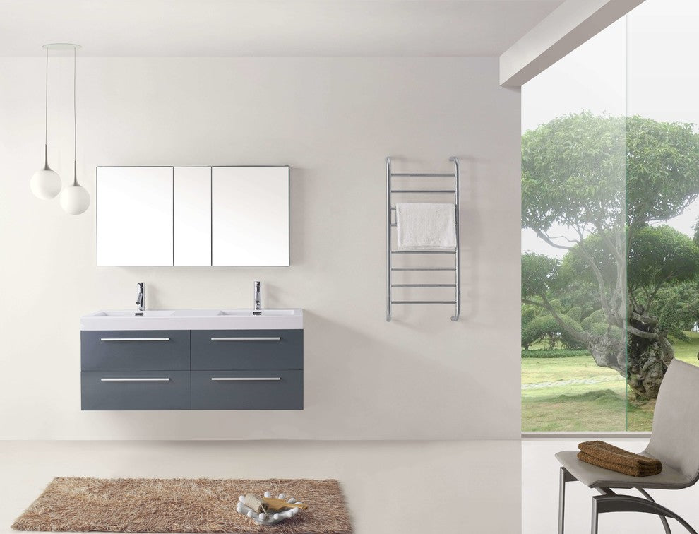 Finley 54" Double Bathroom Vanity, Base: Gray, Faucet: Polished Chrome