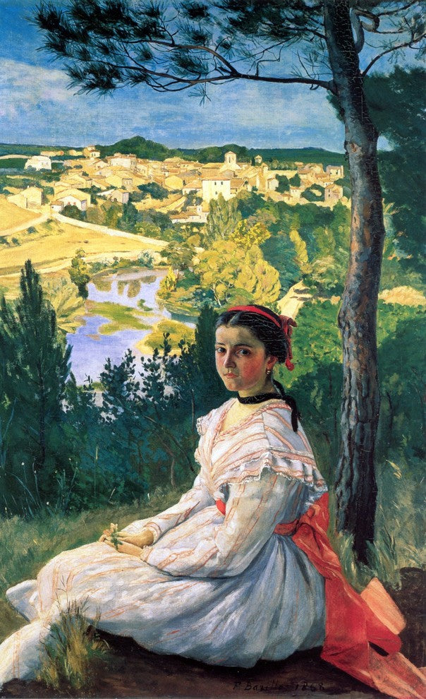 Jean Frederic Bazille View of the Village, 18"x27" Wall Decal