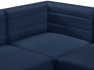 Quincy Velvet Upholstered 7-Piece U-Shaped Modular Sectional, Navy