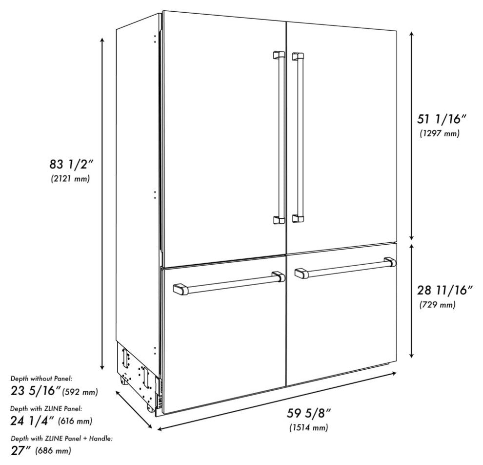 ZLINE Refrigerator With Internal Water, White Matte RBIVZ-WM-60-MB