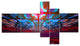 Blue Cosmic Horizons Apocalypse, Abstract Art on Canvas, 60"x32", 5 panels