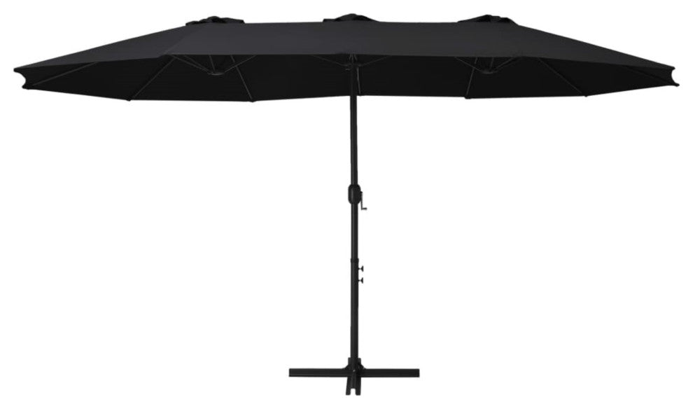 Vidaxl Outdoor Parasol With Aluminum Pole 181.1"x106.3" Black