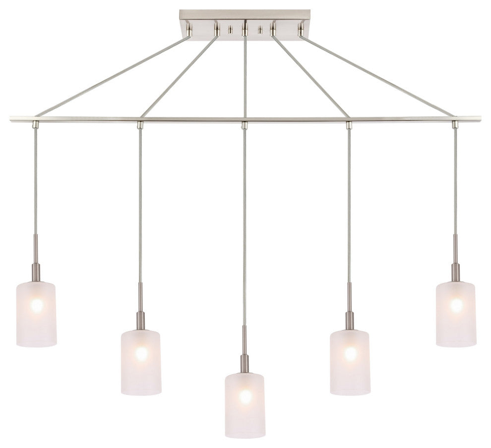 Woodbridge Lighting Elise 5-Light Linear Pendant LED, Opal Cylinder Glass