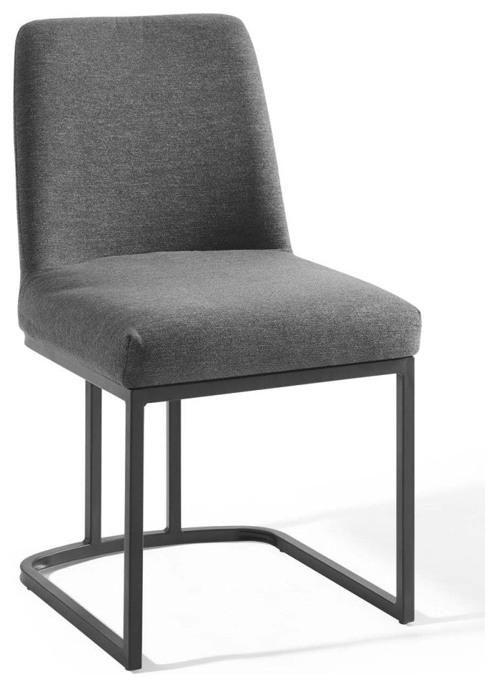 Amplify Sled Base Upholstered Fabric Dining Side Chair-Black Charcoal