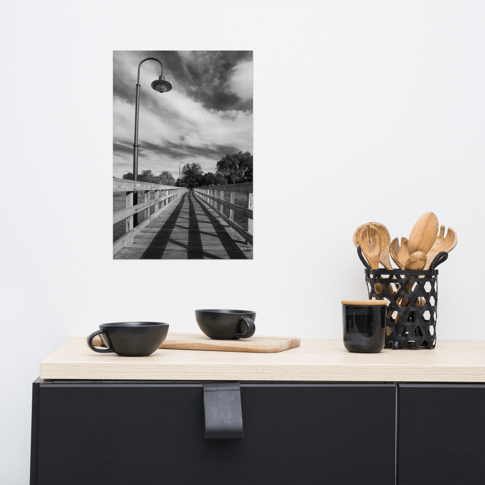 Follow the Lines Black & White Landscape Photo Unframed Wall Art Print, 12" X 18"