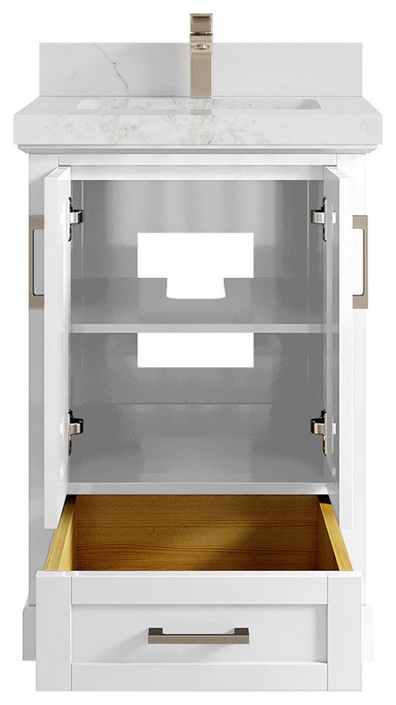 Boston 24 Single Sink Bathroom Vanity, White 2" Calacatta Nuvo