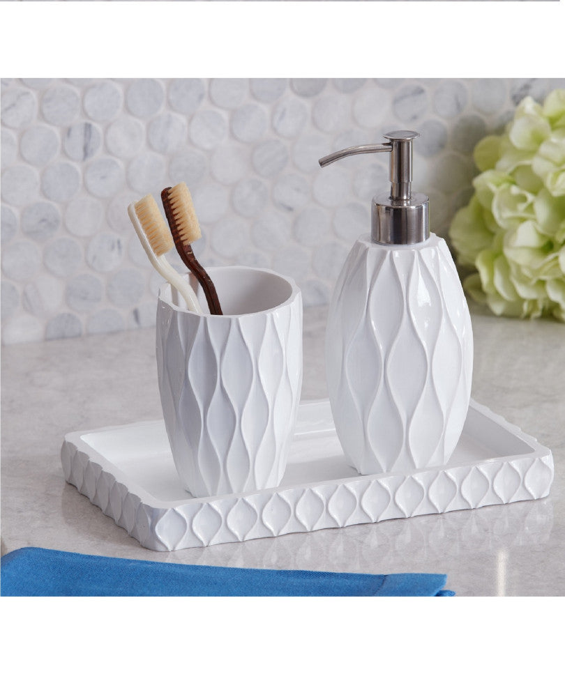 Wave, White, 3-Piece Bathroom Accessory Set