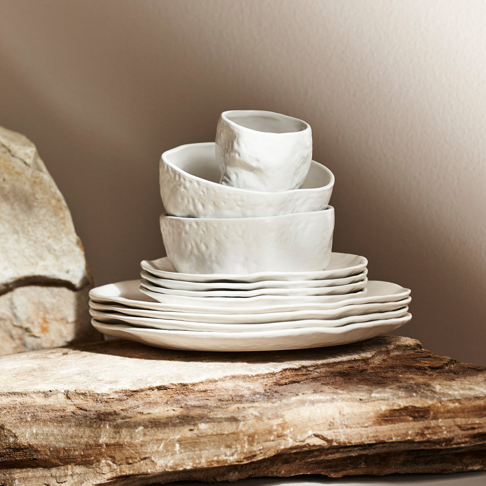 Stone by Mercer Project ATIK Stoneware 32 Piece Dinnerware Set, White
